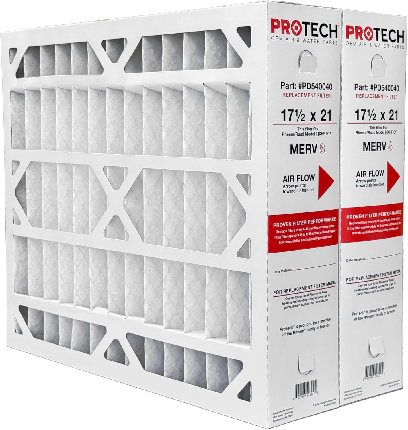 (2) Pack, 17-1/2 x 21 x 5, Replacement Filters for Rheem/Ruud RXHF-E17AM10