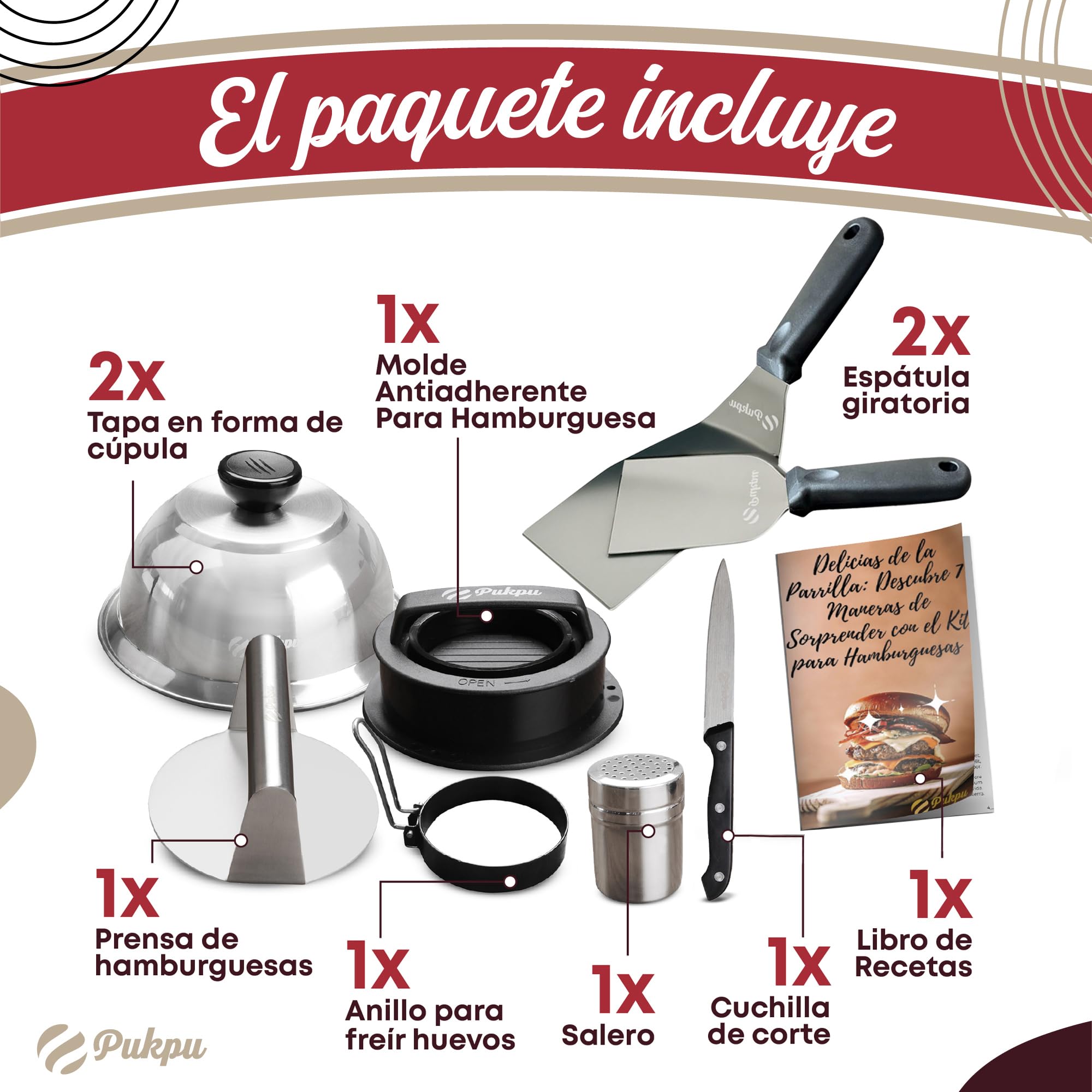 Set Barbacoa Smash Burger Grande Negro – Kit Completo con Prensa, Espátulas, Campanas y Accesorios BBQ