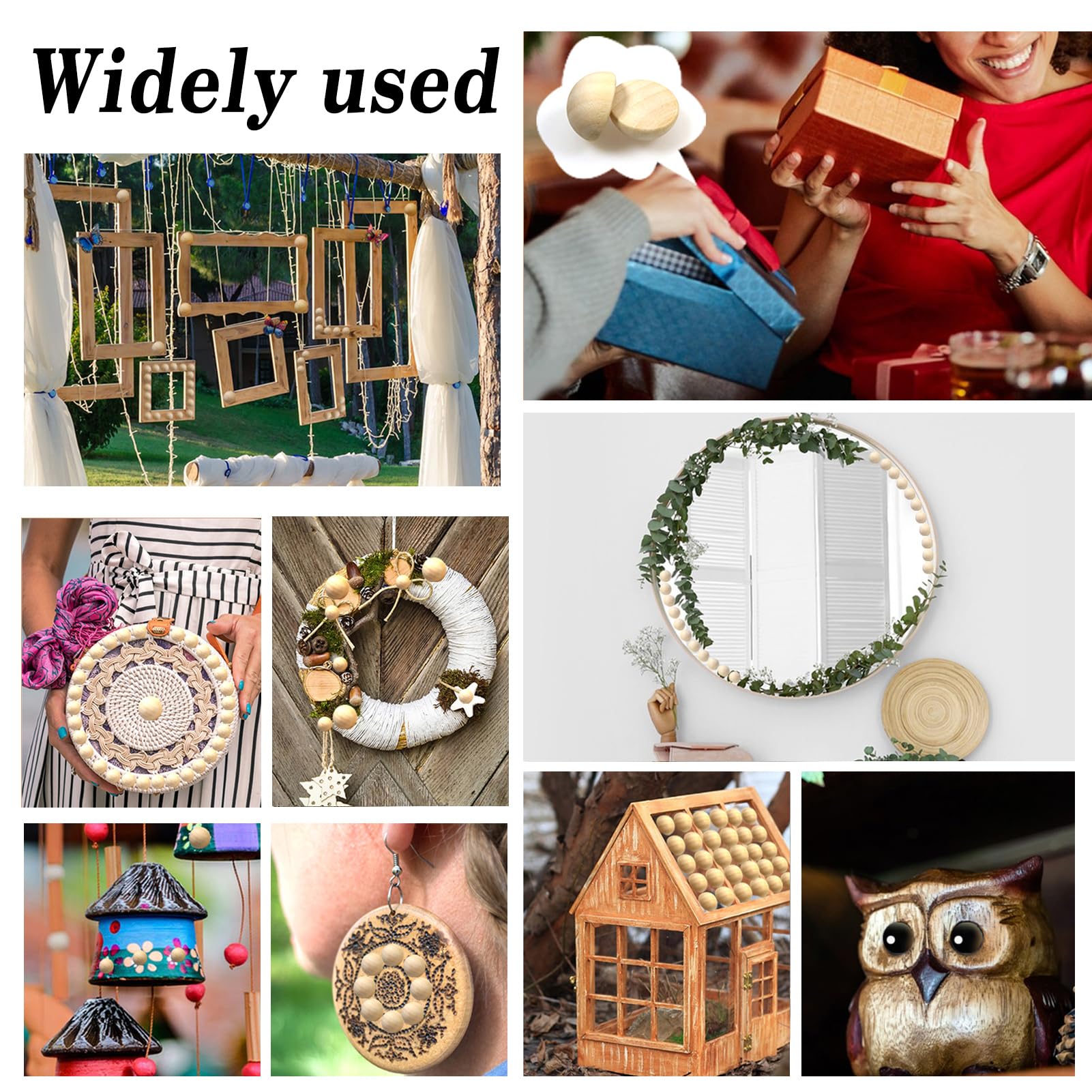 50 Perline Di Legno Semicircolari TOAOB - Cabochon Per Fai Da Te E Gioielli, 30 Mm - Foto 5