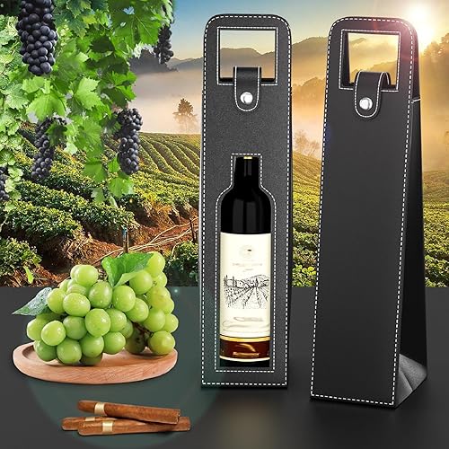 Miniatura 3 de RYDDOY Bolsa de regalo de vino, bolsa de cuero reutilizable, bolsa de regalo de cerveza champán para cumpleaños, boda, fiesta de picnic, regalos de