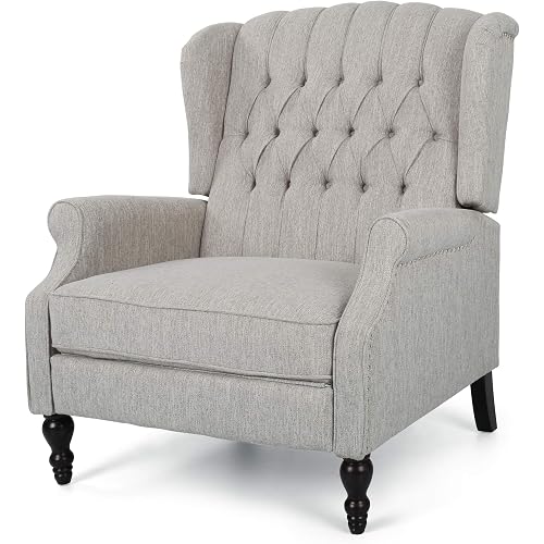 Christopher Knight Home Salome Push Back Recliner, Light Gray, Dark Brown