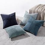 MIULEE Dusty Couvertures d'oreiller à la ferme Blue Navy 18x18 Ensemble de pouces 4 Boho Patchwork Gradient Coussin Cases Western Modern Oreiller Cases Corduroy Home Décor pour Canapé Canapé Salon Lit