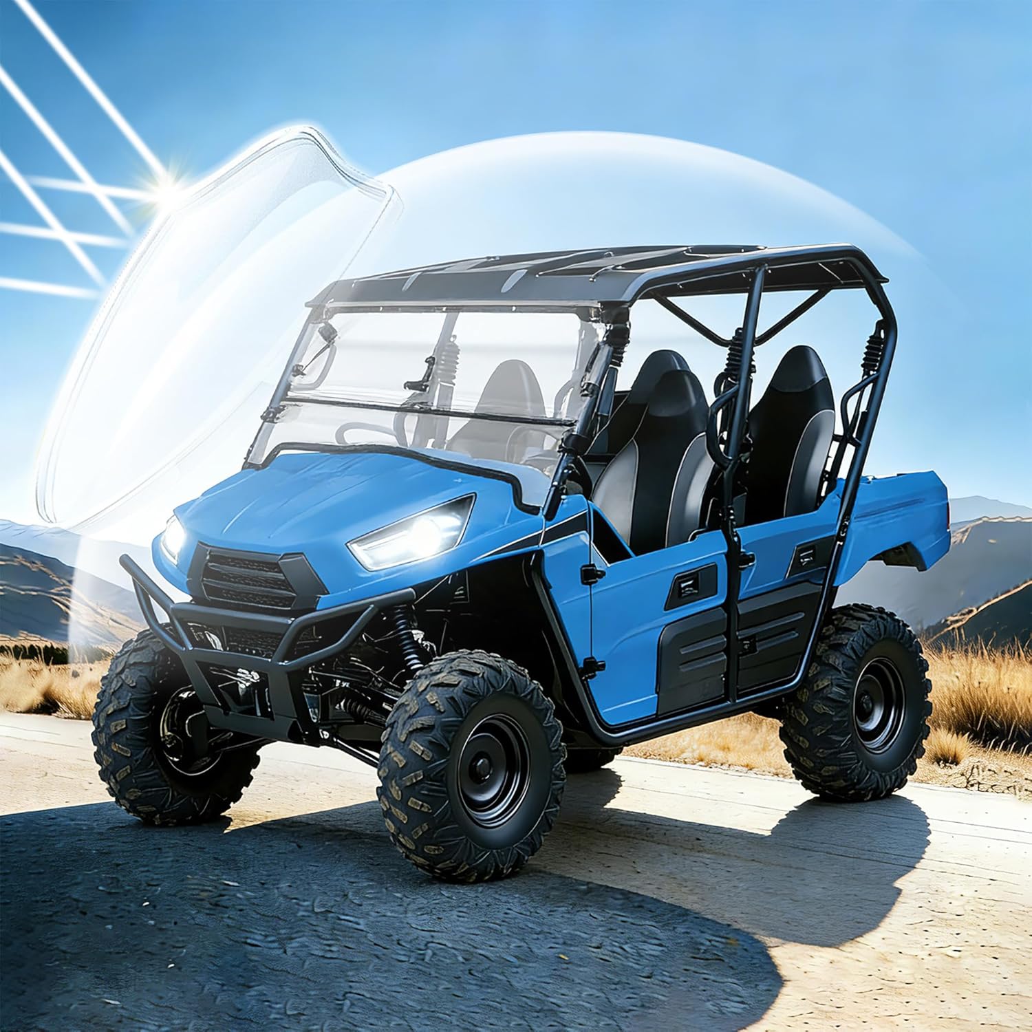 HECASA 2-in-1 Flip Windshield Compatible with 2012 2013 Kawasaki Teryx 4 750/2014 2015 Teryx 800 Full Flip Up Windscreen Clear