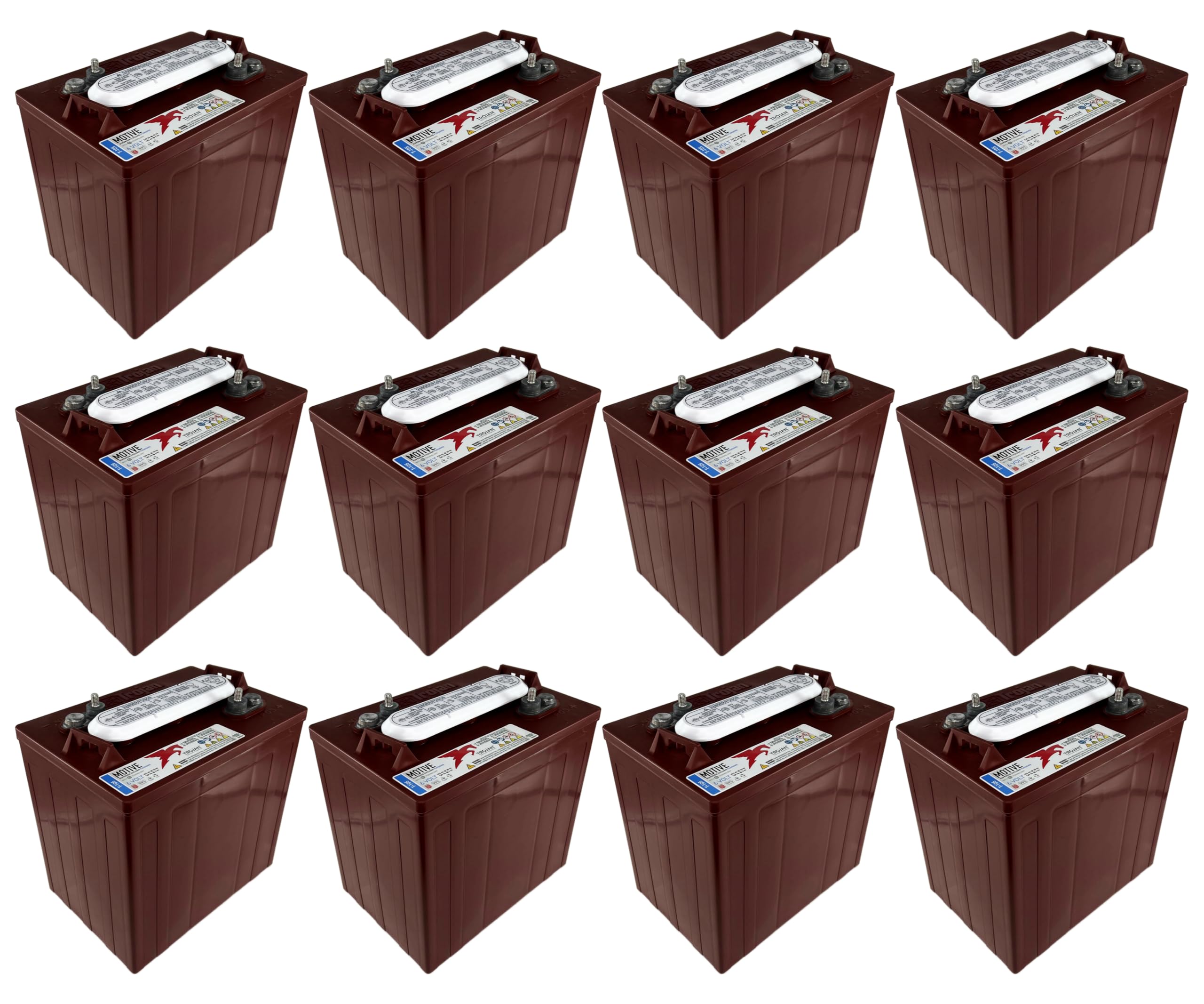 Trojan T-105 6V 225Ah Deep Cycle Flooded Lead Acid Battery, GC2 (Set of 12)