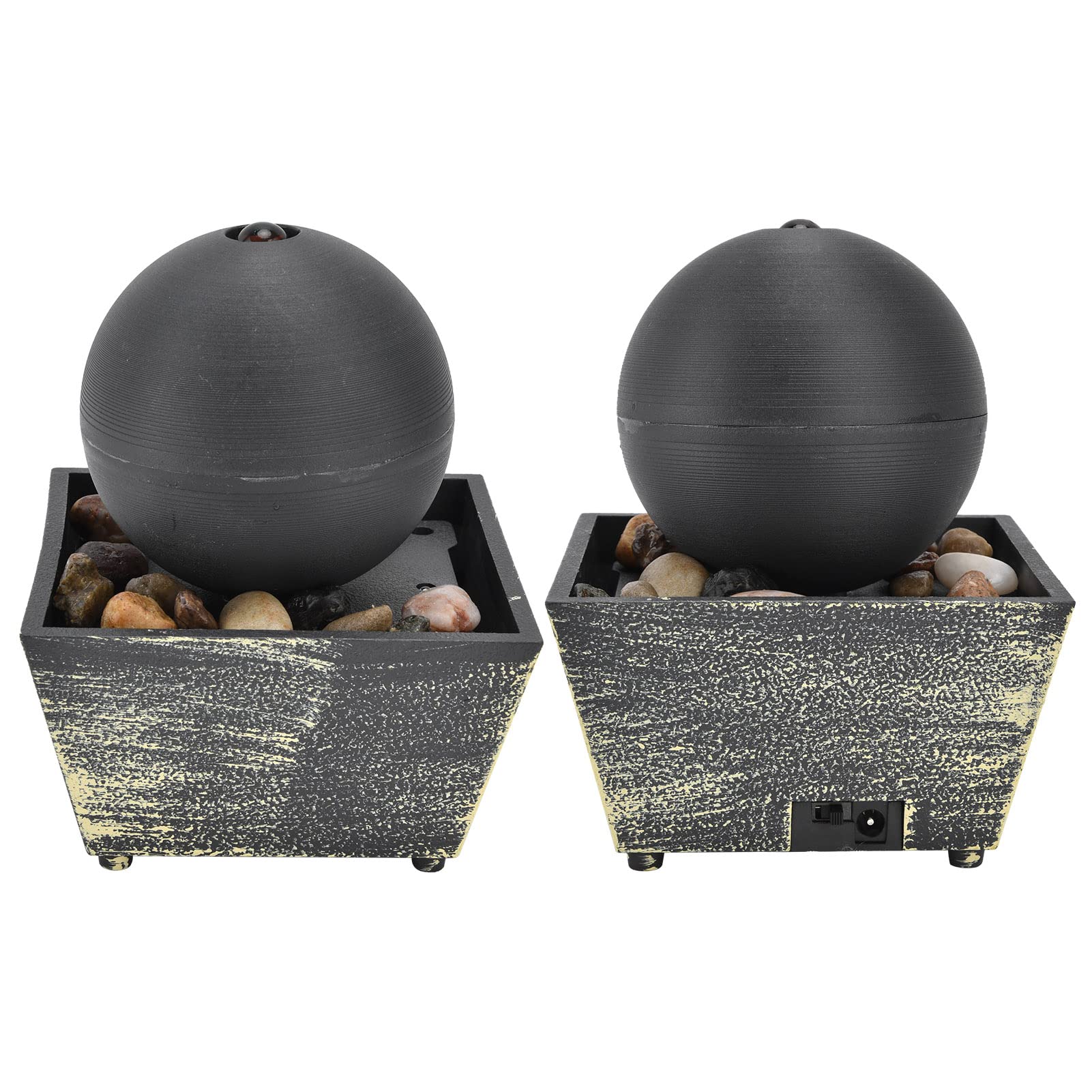 Fuente De Escritorio, 3V USB Fuente De Bola De Mesa De Relajación Interior con Luz LED Y Piedras Decorativas Fuente De Mesa para Decoración De Oficina En Casa