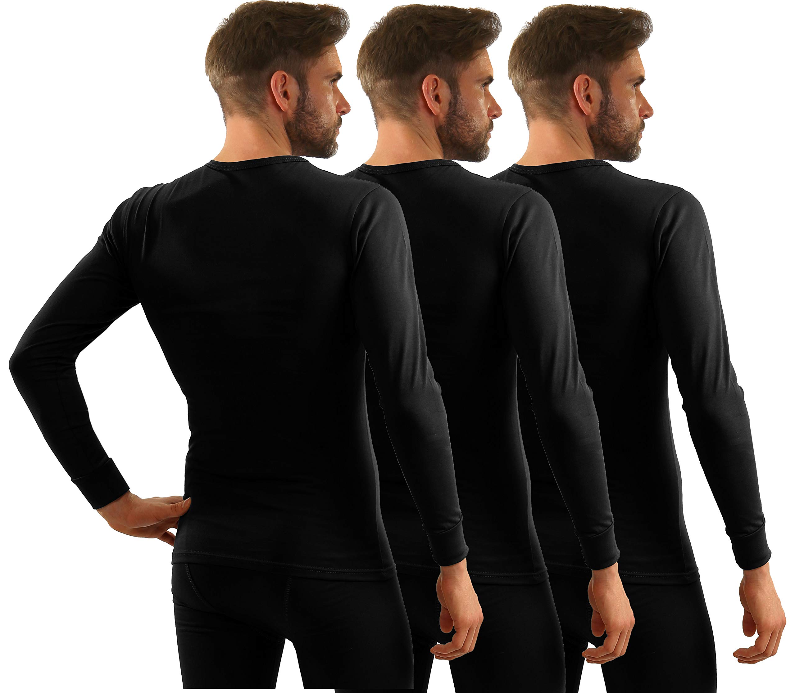 Sesto Senso Camiseta de Manga Larga Hombre Algodón 3 Pack de Camisas Ropa Interior Térmica