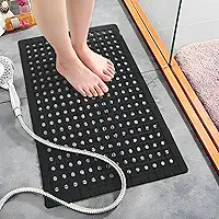 Tapete Antiderrapante para Box Banheiro Preto Segurança para Idosos e Crianças 42x30cm