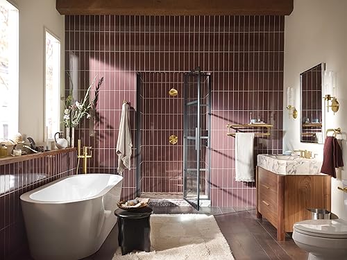 Miniatura 3 de Moen Greenfield M-CORE Serie 3 - Moldura de ducha dorada cepillada con cabezal de ducha ancho y mango de palanca de ducha, requiere válvula,