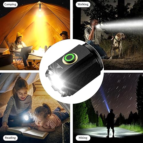 Miniatura 7 de Wind&Moon Mini linterna LED recargable, linternas de bolsillo pequeñas brillantes de alto lúmenes potentes con clip, 5 modos, luz táctica magnética