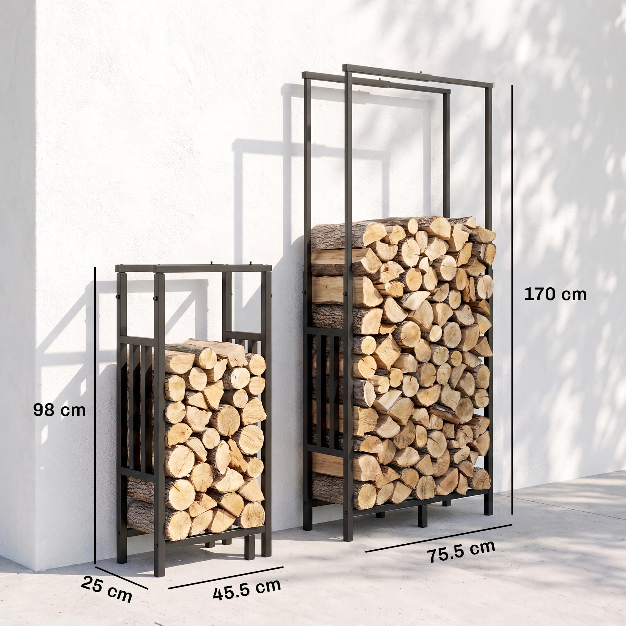 Outsunny Portalegna Interni/Esterni in Acciaio 45.5-75.5x25x98-170 cm Nero