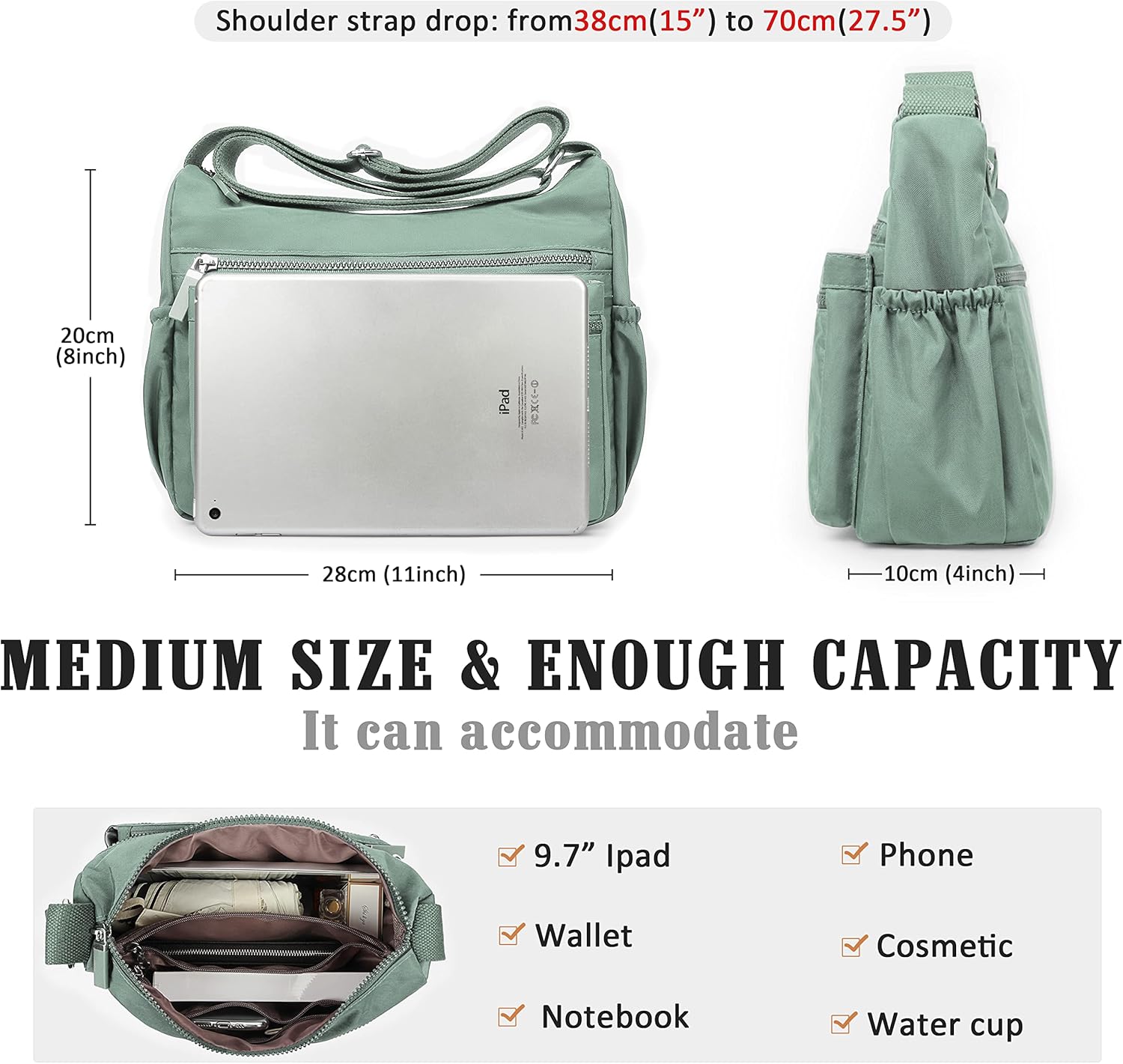 VOLGANIK ROCK Crossbody Bags for Women with RFID Pocket Anti Theft Handbag Water Resistant Shoulder Bags Travel Purse | with RFID Pocket, Anti Theft, Water Resistant, Travel Purse