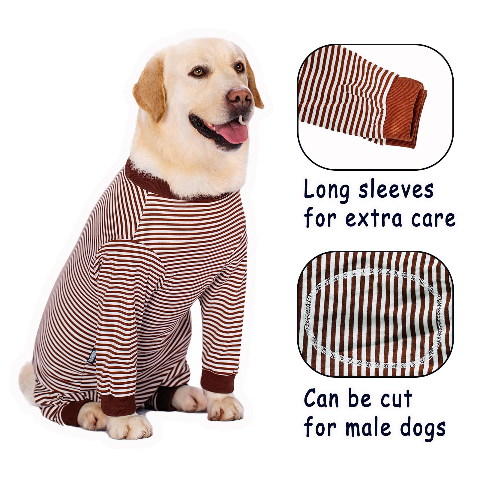 Axcimond Dog Recovery Suit, Long Sleeve Onesie With Zipper, Bodysuit After Surgery, Surgical Suit for Post Spay/Neuter Wounds - Image 3