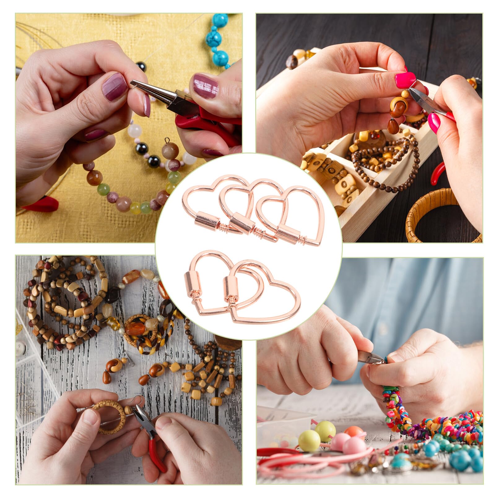 10piezas Conector de Joyería Mosquetón con Cierre de Rosca de Corazón de Aleación para Hacer Pulseras de Joyería Clip Conector para Llavero Soporte para Bolso de Monedero Pack