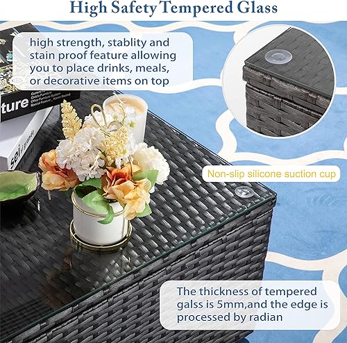 Miniatura 7 de Vongrasig Juego de 7 muebles de patio al aire libre, para todo tipo de clima, de polietileno, tejido manual, de mimbre, para exteriores, sofá