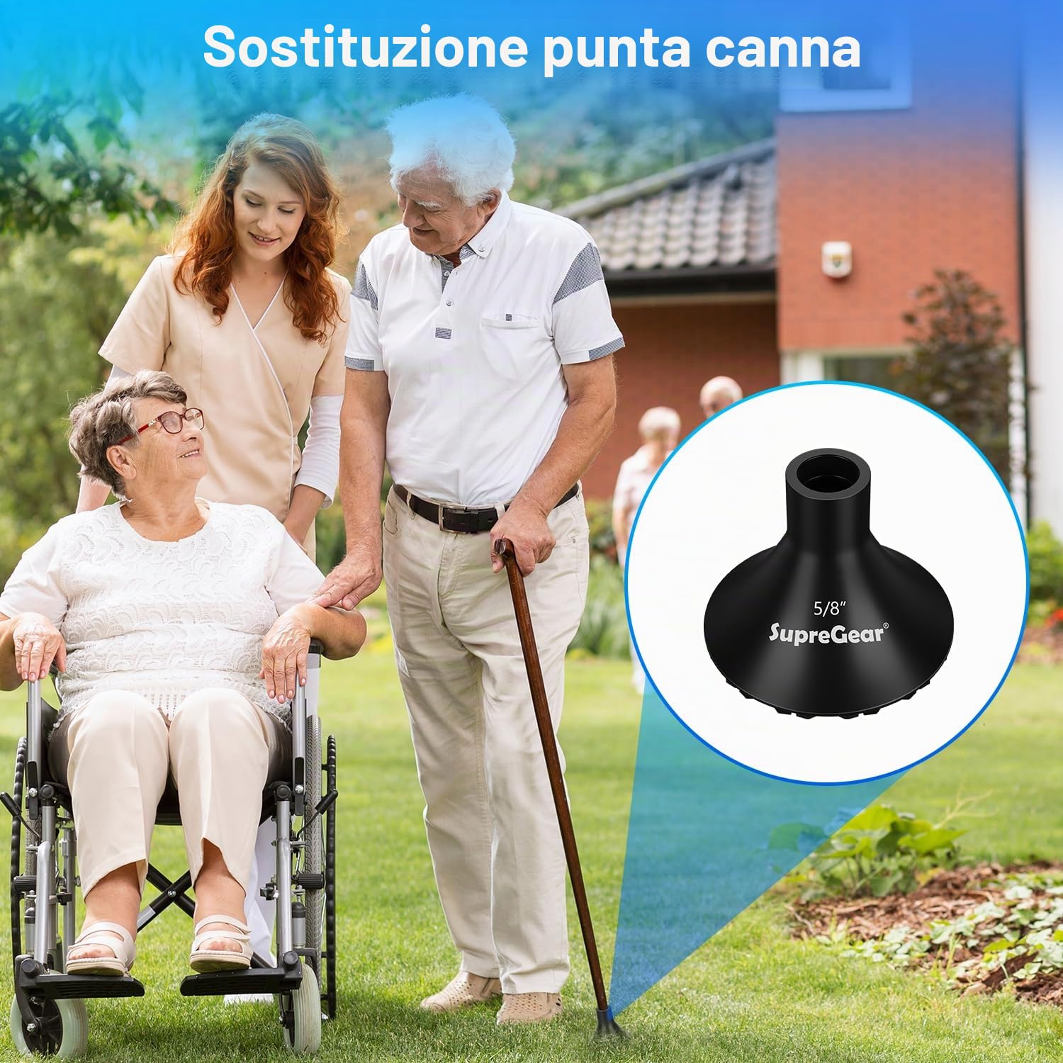 Puntali in Gomma per Bastoni da Passeggio (2 Pezzi), Punta in Gomma per Tutti i Terreni, Ricambio Resistente e Rinforzato per Bastoni e Stampelle, Adatto a Bastoni Pieghevolii