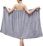 Serviettes de bain pour femmes douche réglable Spa Wrap avec Home Hotel Peignoirs Chemise pour Sauna Plage Piscine Gym Voyage Gris