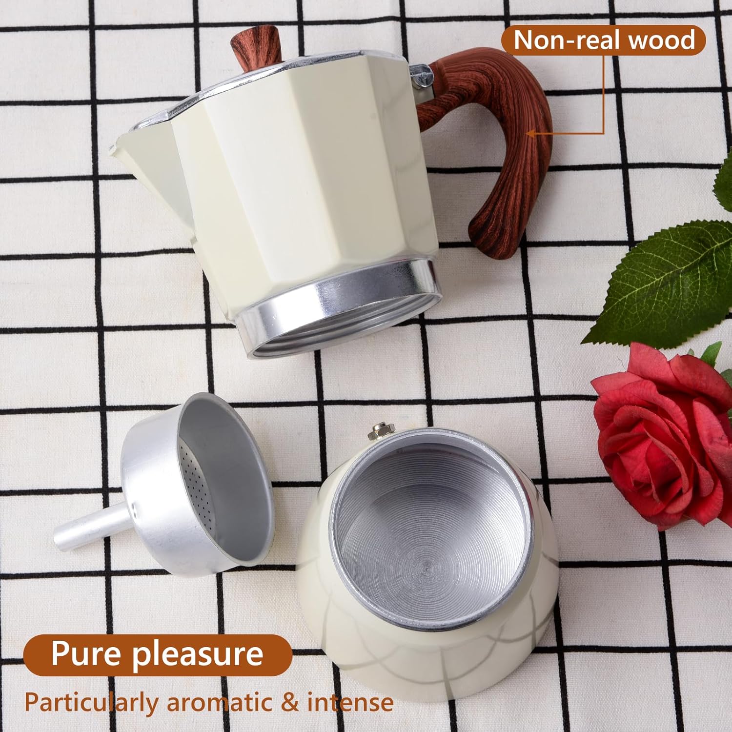 JingleChoo Moka Pot 300ml-6 Cups Espresso Maker, Italian Stovetop Coffee Makers Percolator, Aluminum, Easy To Use & Clean, Camping Home Use | White | for Mocha Cappuccinos, Lattes 4 81RaGV8M0yL. AC SL1500