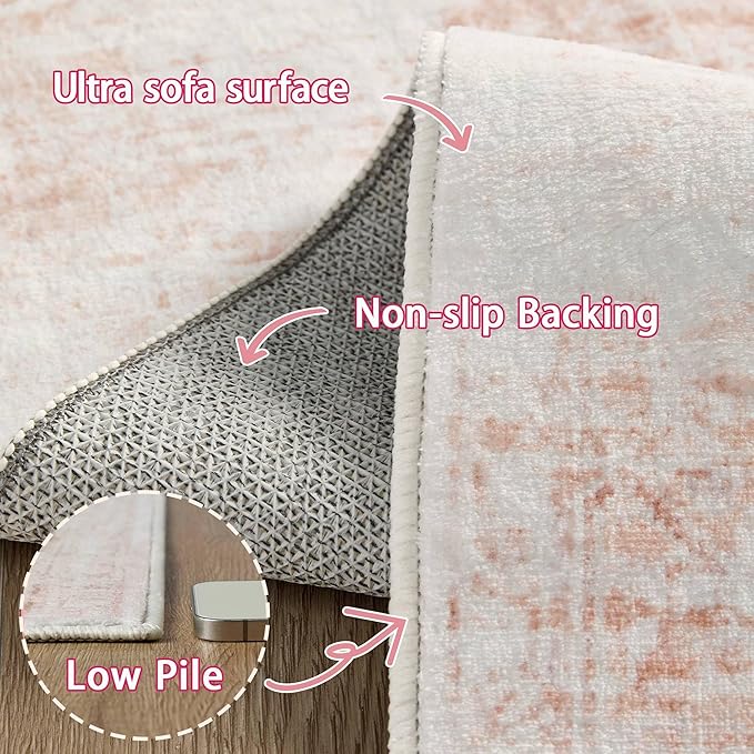 Alfombra Lavable 5x7 Latte&Fog Rosa para Habitación Niña miniatura 8
