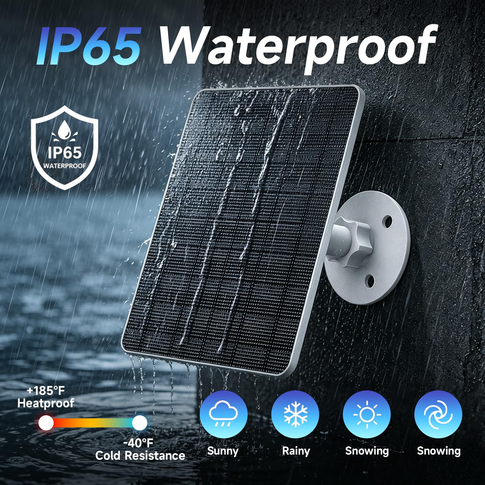 Pannello solare da 5 W per fotocamera ad anello, compatibile con riflettori ad anelli e batteria per esterni Stick Up, include spina a cilindro a adattatore micro USB e porta USB-C, 3600 mAh
