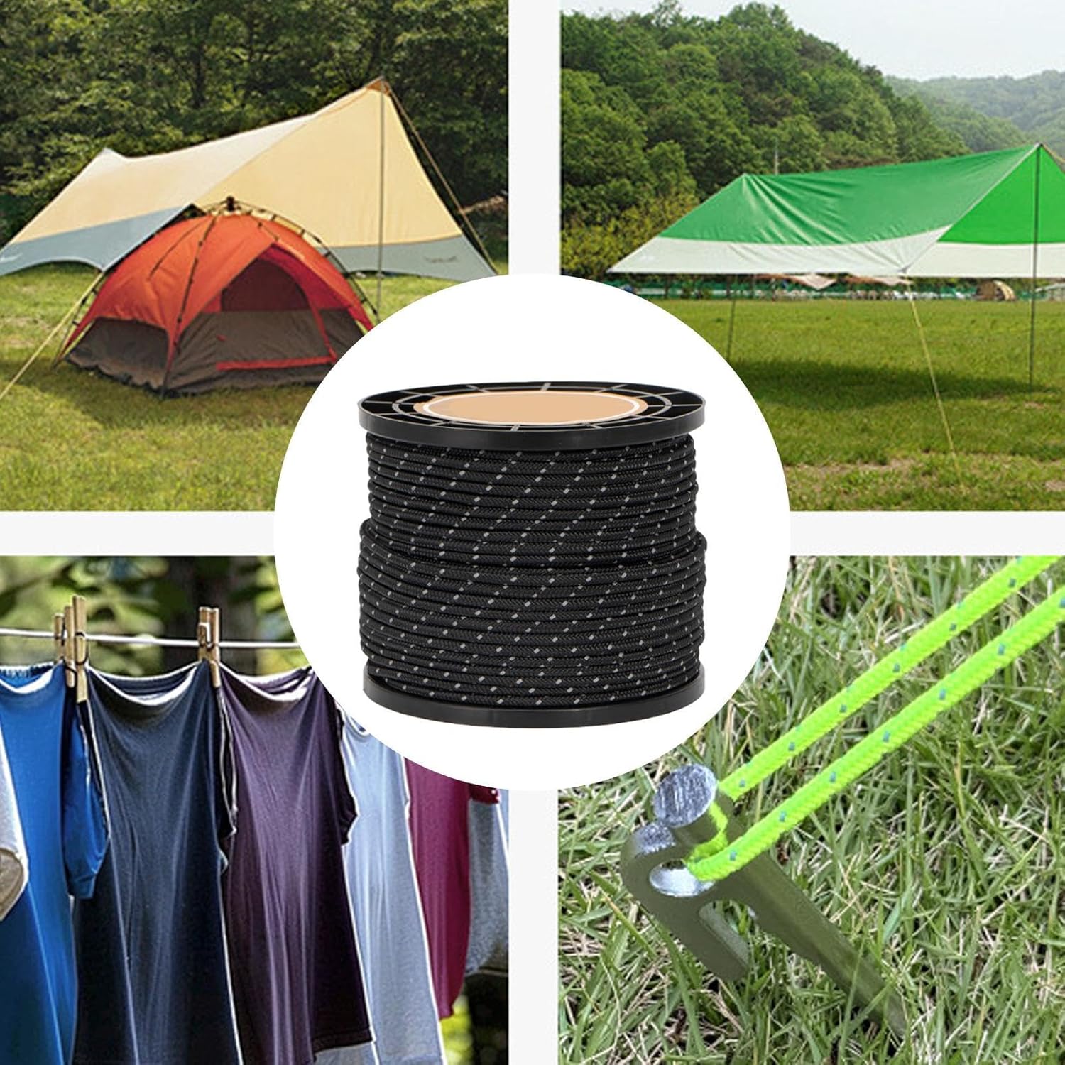 Reflective Tent Rope, 164 Ft Guyline Rope, 4mm Outdoor Gear Cable Ideal for Tent Tarp, Canopy Shelters, Camping, Hiking, Backpacking, & High Visibility for Adventures 6 81RaGzM9ZLL. AC SL1500