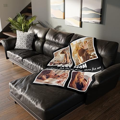 Miniatura 5 de Rsskeoo Manta personalizada con collage de fotos y texto, manta personalizada con imagen, regalos personalizados para el día de la madre para mamá,