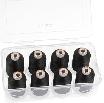 New brothread 8 Spools Polyester Embroidery Machine Thread -8xBlack