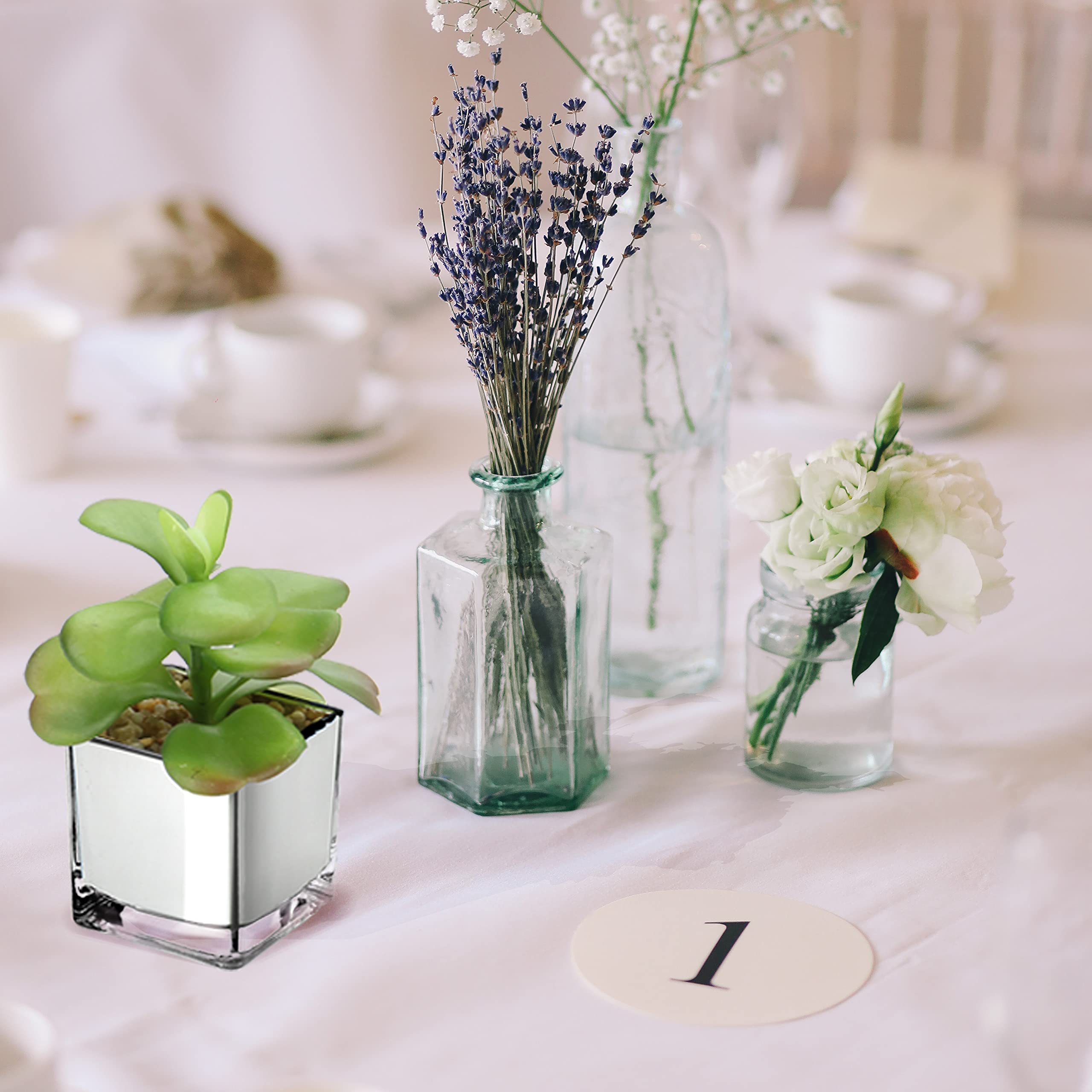 Kamehame Vaso da fiori in acrilico trasparente, alto, rettangolare, decorativo, centrotavola per casa o matrimonio (10,2 x 10,2 x 25,4 cm