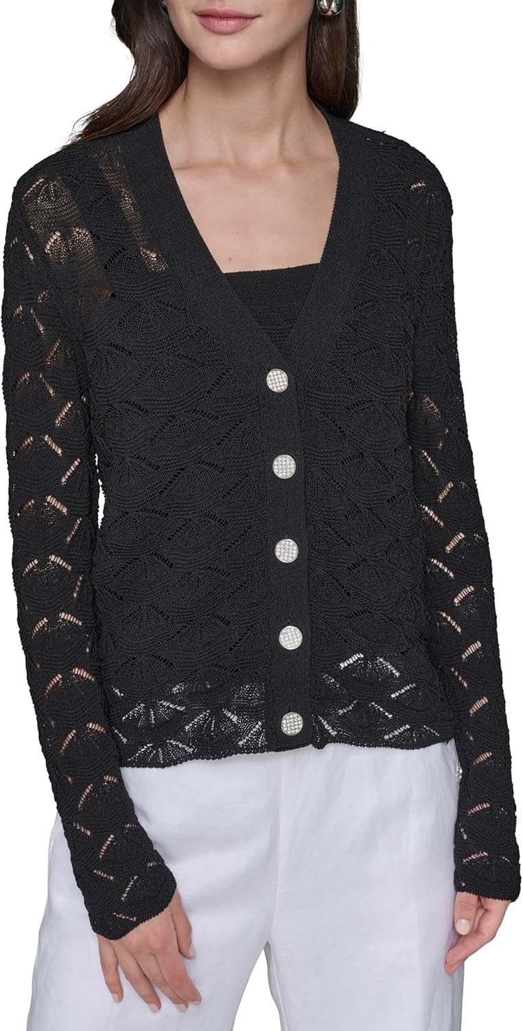 Karl Lagerfeld Womens Long Sleeve V-Neck Sweater