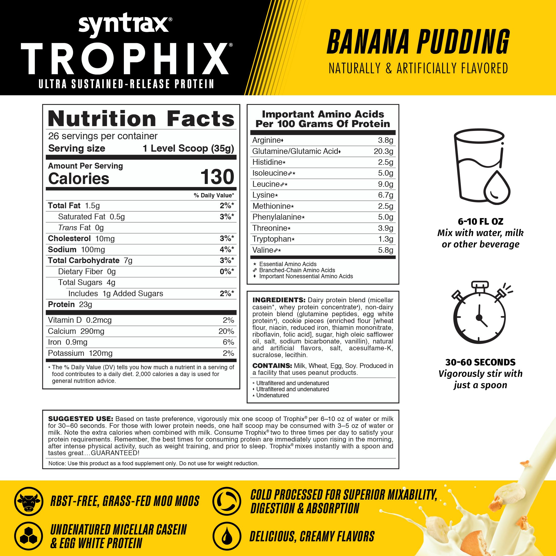 Syntrax Trophix Ultra Sustained-Release Protein Banana Pudding Protein 2 lb — Amazon image 3