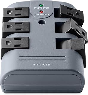 Belkin 6-Outlet Pivot-Plug Surge Protector w/ Wall Mount - Ideal for Mobile Devices, Personal Electronics, Small Appliances and More (1,080 Joules) - 5 Pack