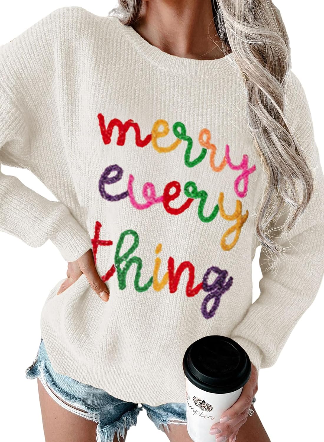 MARZXIN Women 2025 Holiday Graphic Sweater Casual Pullover Tops Merry Christmas Sweaters