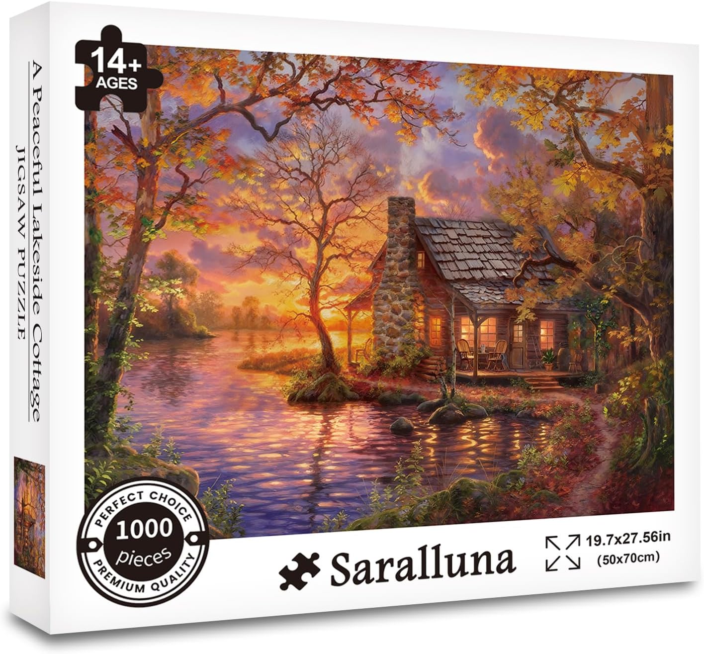 Puzzle for Adults 1000 Pieces, Autumn Peaceful Lakeside Cottage Puzzle, Challening Impossible Difficult Hard Fun 1000 Pieces Jigsaw Puzzles for Adults