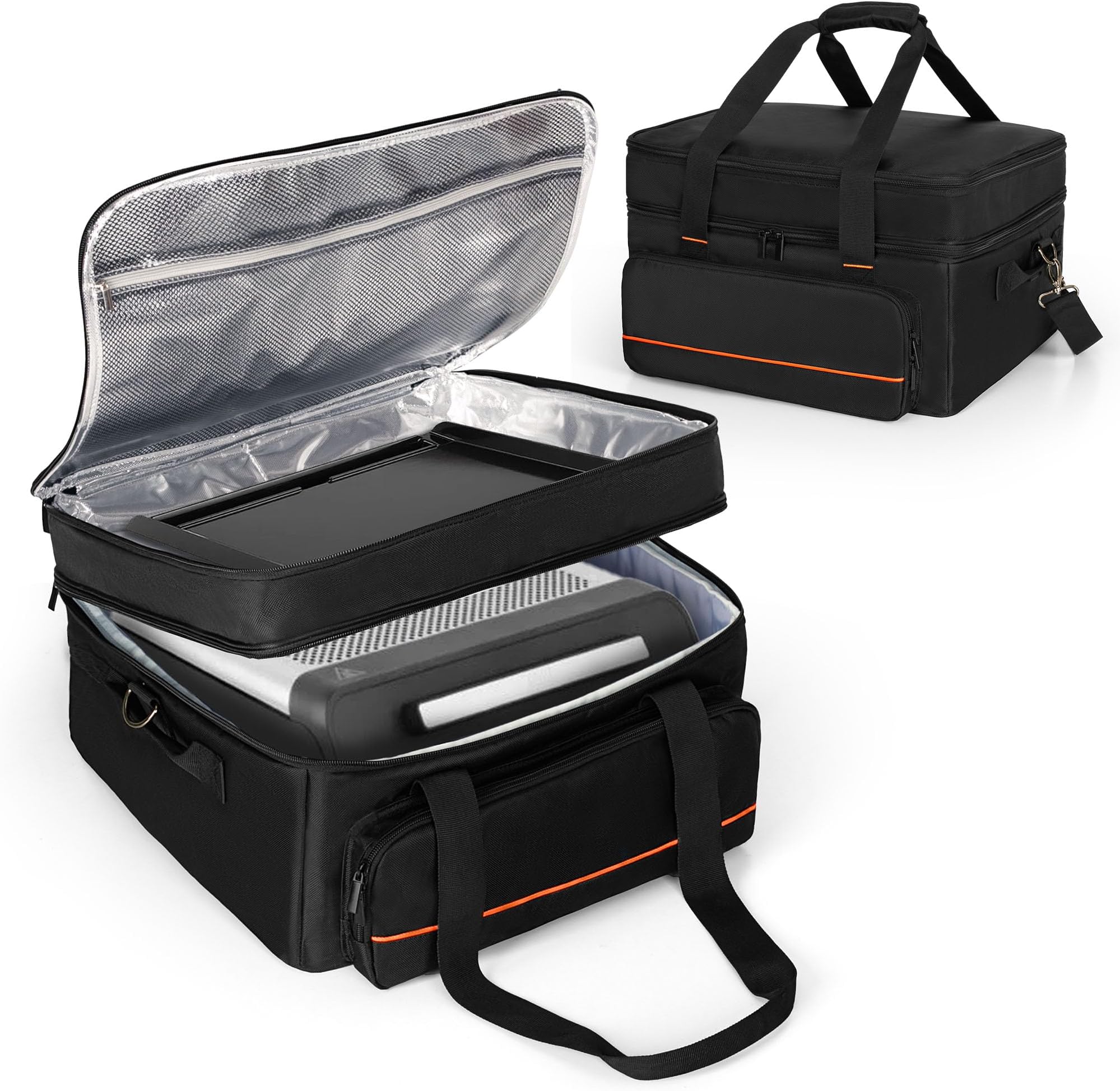 samdew Double-layer Grill Carrying Bag, Grill Cover Compatible with Ninja GR101 Sizzle Smokeless Indoor Grill & Griddle, Padded Grill Storage Case for Grill Plate & Accessories Tools, Bag Only