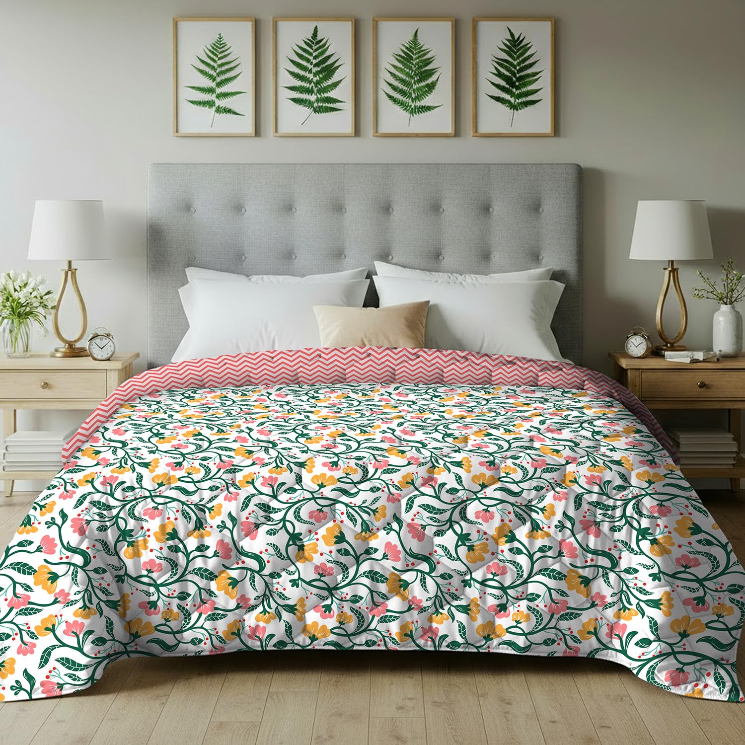 Urban Space Microfibre Blanket Double Bed, 120 GSM All Season Reversible Comforter/Blanket, 3 Layered Quilted Dohar Double Bed (Kashmir, 220 cm x 240 cm AC Blanket Double Bed)-image-16
