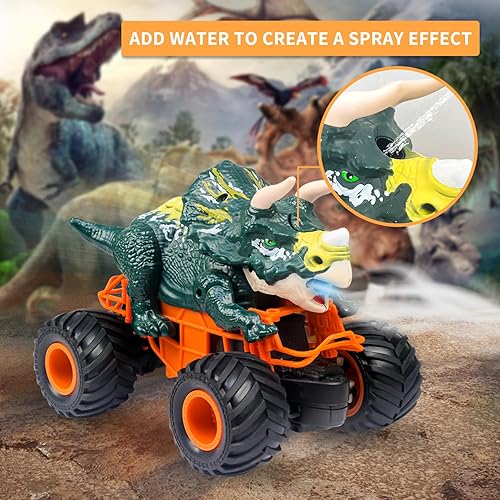 Miniatura 7 de ZDCZ Juguetes de dinosaurio para niños de 3-5-7, 8-12, juguetes de automóvil de dinosaurio a control remoto, camiones monstruo de control remoto,