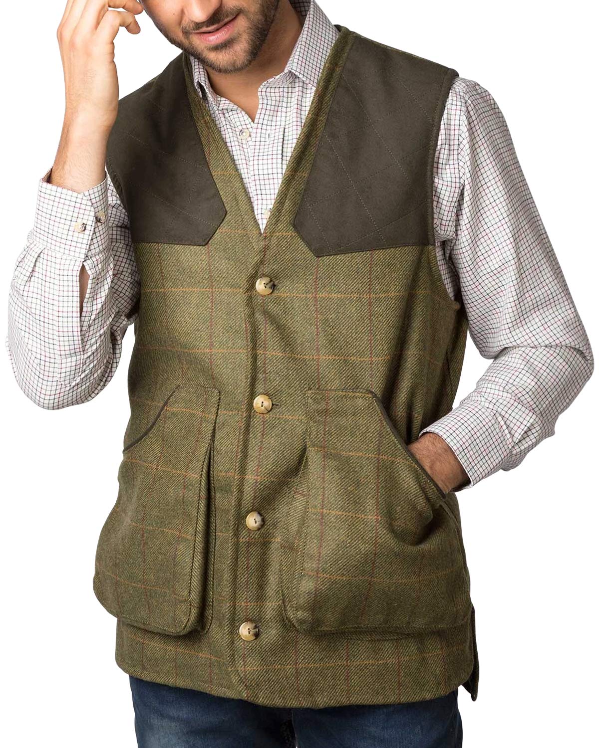 Rydale Men's Heathland Tweed Danby Tweed Shooting Waistcoat Outdoor Country 100% Wool Gents Gilet Bodywarmer