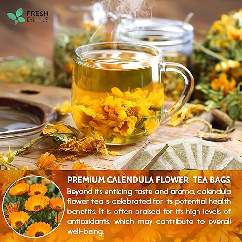 Miniatura 9 de 135 bolsas de té de flores de caléndula premium, flores de caléndula 100% naturales y puras, bolsas de té ecológicas. Té de hierbas de flores de
