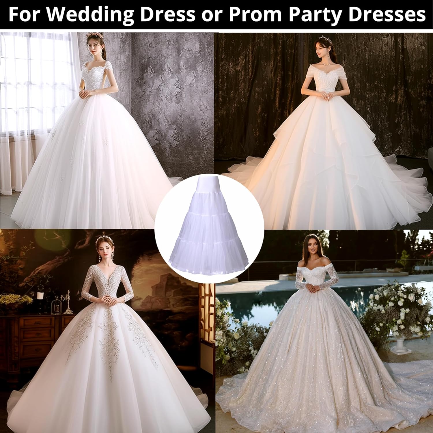 LSSAWZH Women Crinoline Petticoat A-Line Underskirt, Hoopless Tiered Layers Floor Length Petticoat Slip for Ball Gown, Wedding Bridal Dress - Image 7