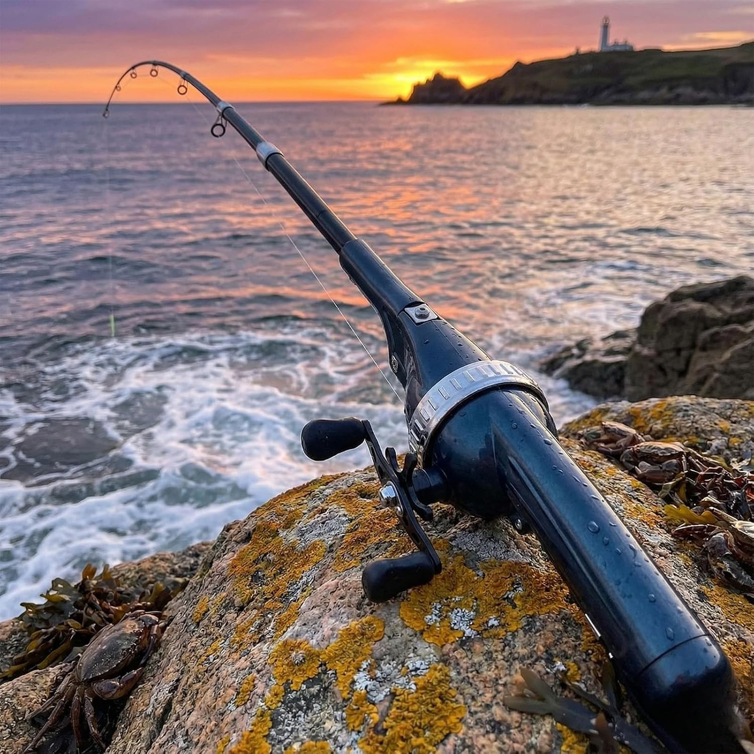 Telescopic Fishing Rod Kit, Compact Travel Fishing Pole Set | Telescopic fishing rod kit with reel, lures and hooks, compact travel pole set for fishing, camping and outdoor trips.