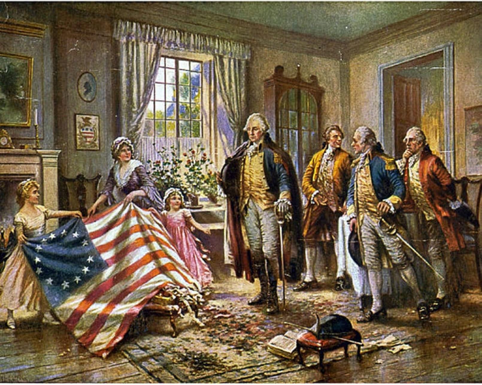 KKMMZZGeorge Washington with Betsy Ross Full Drill Diamond Painting Kit 5D Diamond Cross Stitch Paint with Diamonds Kit Diamond Mosaics Kit-11.8x15.8inch