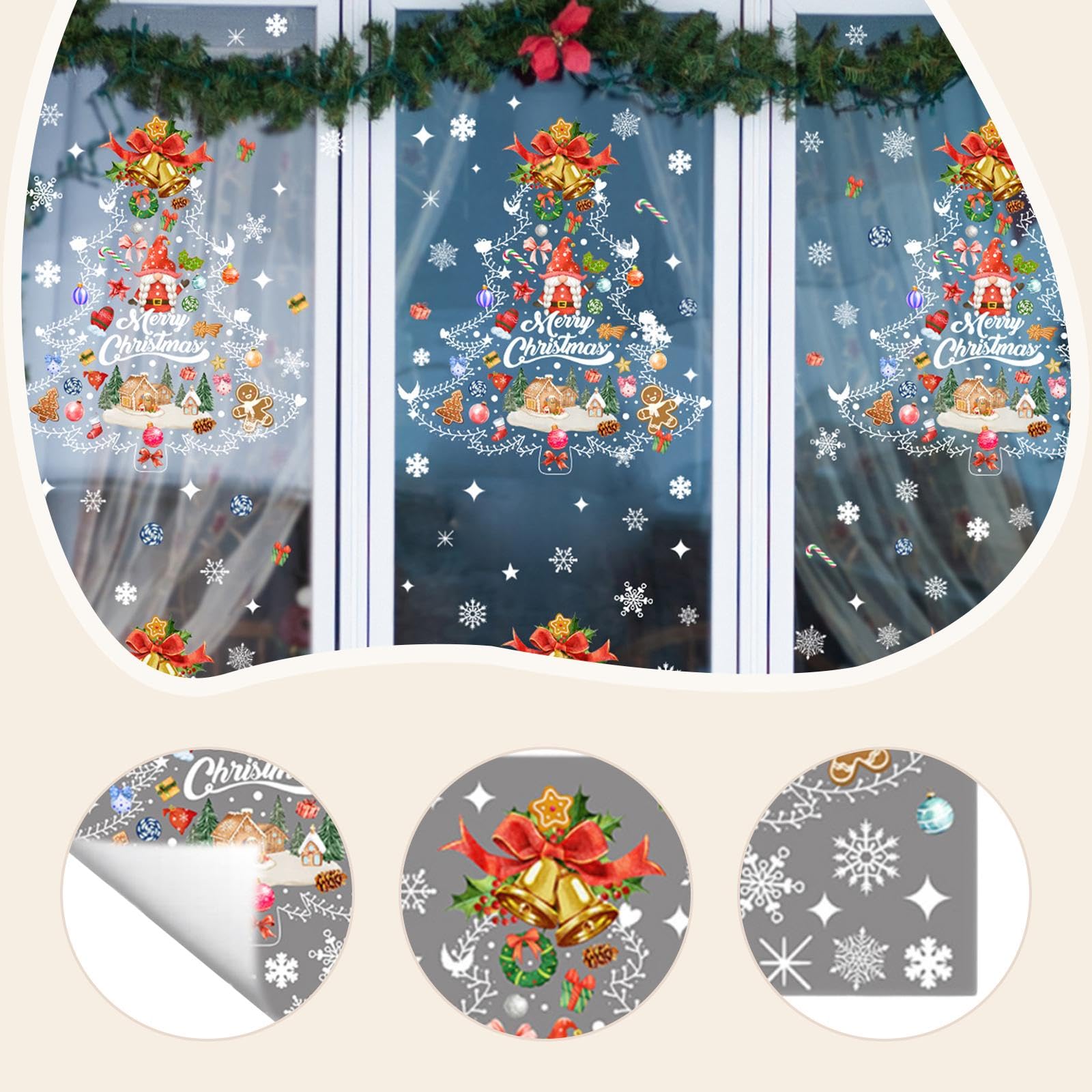 Weihnachtsbaum Fensteraufkleber Selbstklebend 30x40 cm Doppelseitig Weihnachtsdekor für Fenster Büro