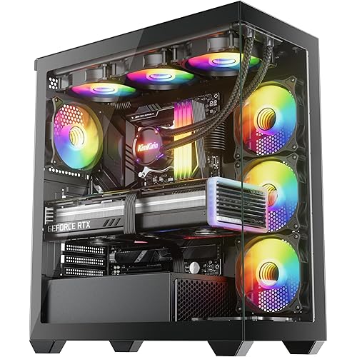 Sevenhero EL2 Gaming ATX PC Case, Mid-Tower Computer Case with 3X 120mm ARGB Fans High-Airflow, Support 360mm AIO Liquid Cooler, 400mm GPU, Premium Dual Tempered Glass Panels for Panoramic View, Black