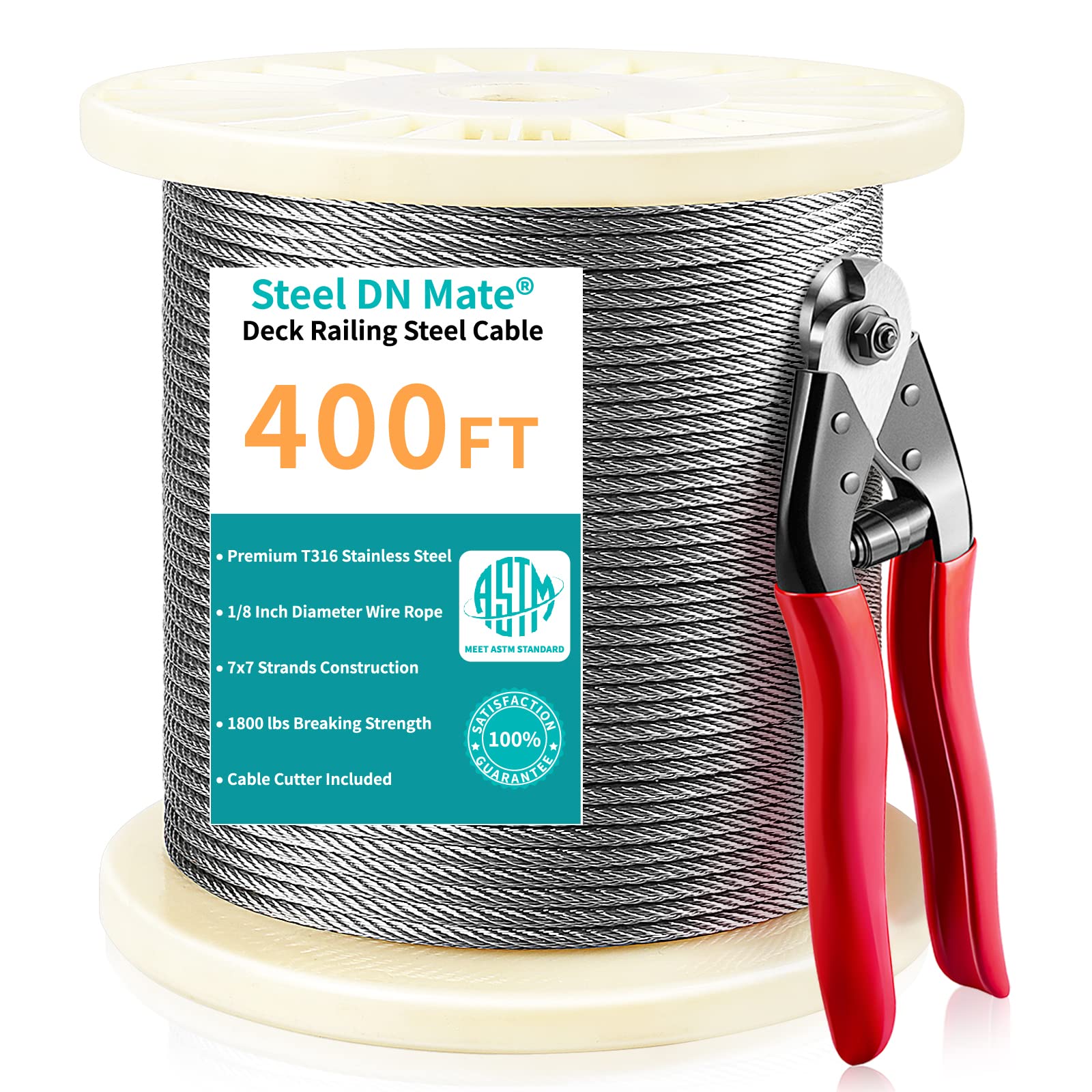 Buy 400 Feet T316Stainless Steel 1/8'' Stainless Steel Aircraft Wire