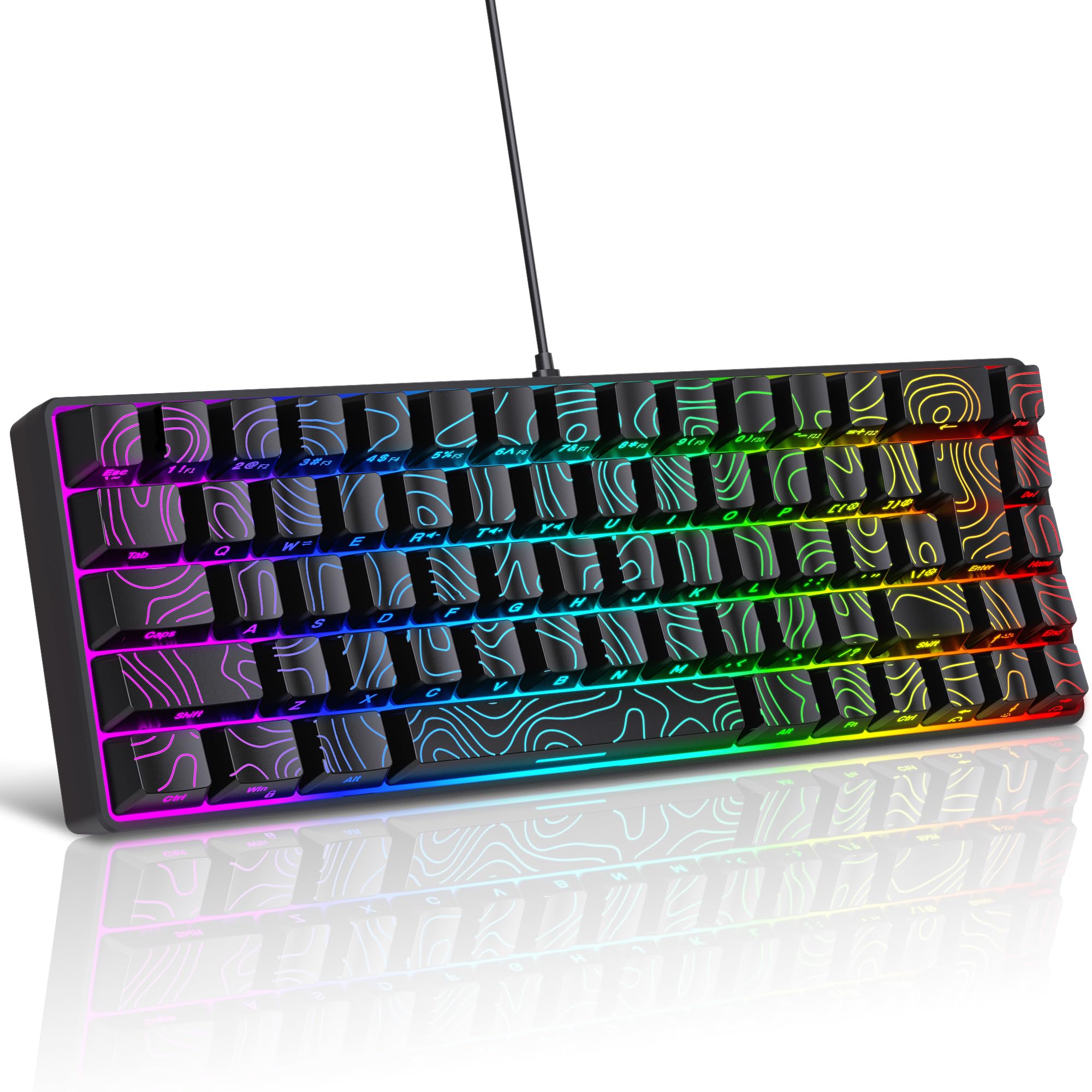 Snpurdiri 65% Wired Small Gaming Keyboard RGB 68-Key (Black)