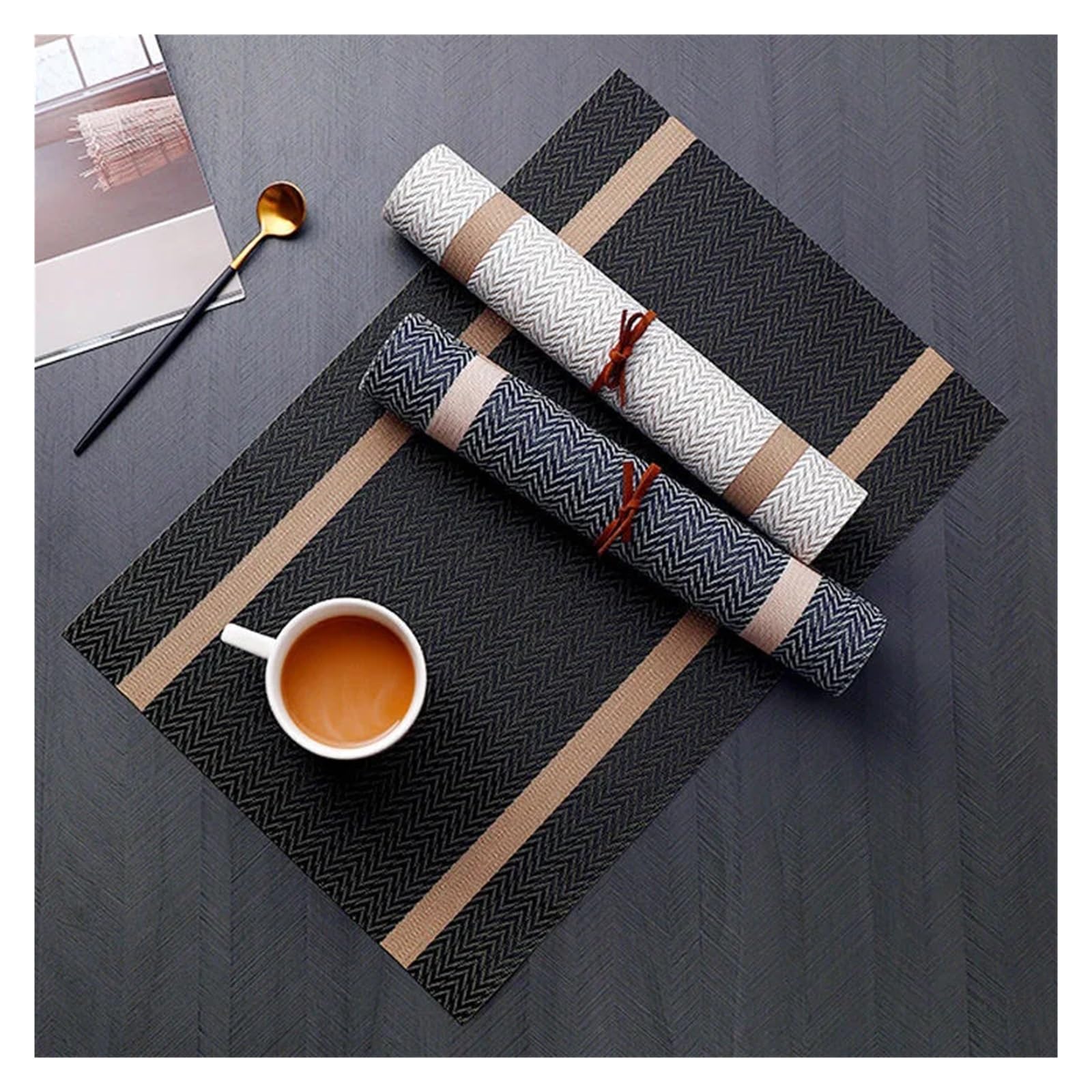 Décoration de Table, Sets de Table, Set de 4 Sets de Table en Silicone doré pour la Cuisine et la Salle à Manger.