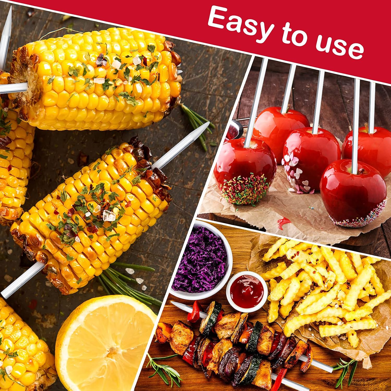 Honeydak 72 Pcs Candy Apple Sticks Caramel Acrylic Apple Sticks