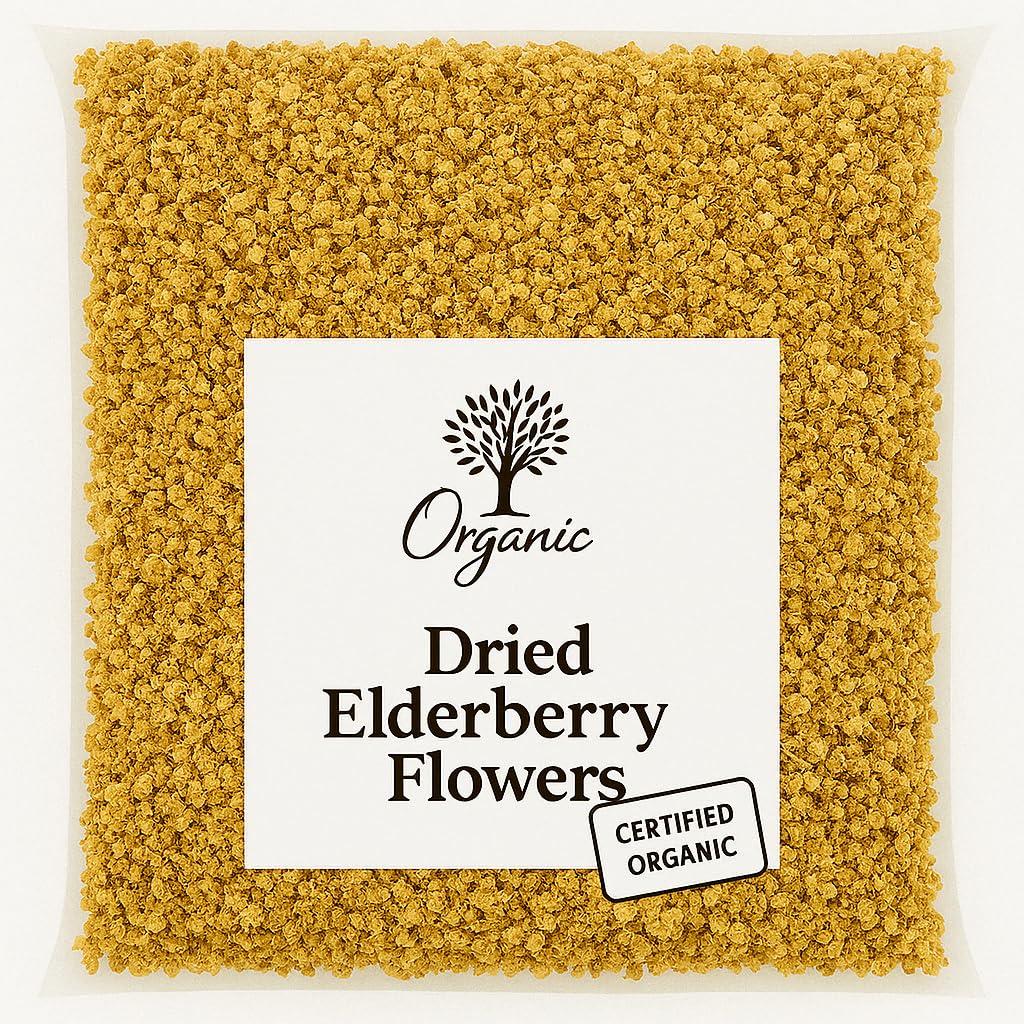 Organic Bio Herbs-Dried Elderberry Flowers – 100% Natural, Premium Quality Herb for Herbal Tea, Tinctures & Remedies – No Additives, Non-GMO (Sambucus Nigra) (1 Lb) 2 Ounce (Pack of 1)