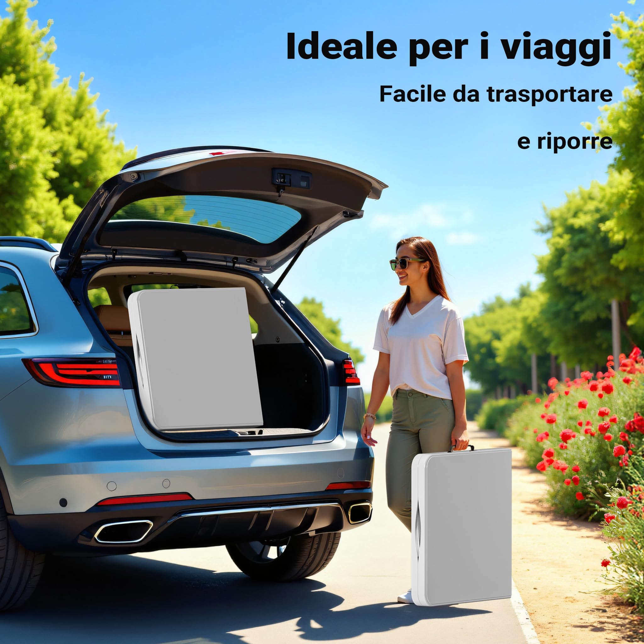 Wiltec Tavolo da campeggio richiudibile 122x60x75cm bianco per giardino esterno