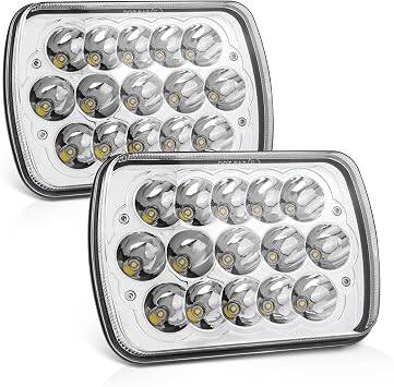 MICTUNING 2Pcs 5x7 7x6 Led Headlights Rectangular Hi Lo Led Sealed Beam H6054 6053 6052 5054 Square Headlamp Replacement for Jep Wrangler YJ XJ MJ Cherokee Chevy S10 Blazer Express Ford GMC