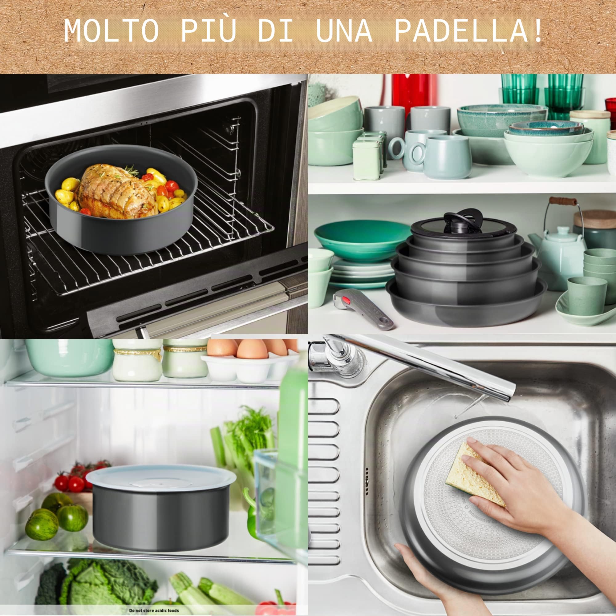 Tefal Ingenio Renew L2603002 - Pentola da 20 cm, rivestimento in ceramica antiaderente, riciclata, cottura sana, termosignal, cottura sicura, adatta a tutti i piani cottura